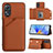 Funda Lujo Cuero Carcasa YB1 para Oppo A17 Marron