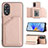 Funda Lujo Cuero Carcasa YB1 para Oppo A17 Oro Rosa