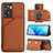 Funda Lujo Cuero Carcasa YB1 para Oppo A77s Marron