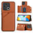 Funda Lujo Cuero Carcasa YB1 para Xiaomi Redmi 10 India Marron