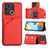 Funda Lujo Cuero Carcasa YB1 para Xiaomi Redmi 10 Power Rojo