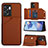 Funda Lujo Cuero Carcasa YB2 para OnePlus Nord N300 5G Marron