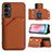 Funda Lujo Cuero Carcasa YB2 para Samsung Galaxy A14 4G Marron