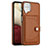 Funda Lujo Cuero Carcasa YB2 para Samsung Galaxy M12 Marron