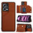 Funda Lujo Cuero Carcasa YB2 para Xiaomi Redmi Note 12 Pro+ Plus 5G Marron