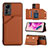 Funda Lujo Cuero Carcasa YB2 para Xiaomi Redmi Note 12S Marron