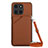 Funda Lujo Cuero Carcasa YB3 para Huawei Honor X6a Marron