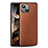 Funda Lujo Cuero Carcasa ZS01 para Apple iPhone 15 Marron