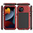 Funda Lujo Marco de Aluminio Carcasa 360 Grados HJ1 para Apple iPhone 15 Plus Rojo