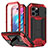 Funda Lujo Marco de Aluminio Carcasa 360 Grados RJ1 para Apple iPhone 14 Pro Rojo