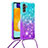 Funda Silicona Carcasa Goma Bling-Bling con Acollador Cordon Lanyard S01 para Samsung Galaxy A04s Azul Cielo