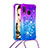 Funda Silicona Carcasa Goma Bling-Bling con Acollador Cordon Lanyard S01 para Samsung Galaxy A20e Morado