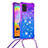 Funda Silicona Carcasa Goma Bling-Bling con Acollador Cordon Lanyard S01 para Samsung Galaxy A31 Morado