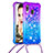 Funda Silicona Carcasa Goma Bling-Bling con Acollador Cordon Lanyard S01 para Samsung Galaxy A40 Morado