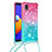 Funda Silicona Carcasa Goma Bling-Bling con Acollador Cordon Lanyard S01 para Samsung Galaxy M01 Core Rosa