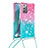 Funda Silicona Carcasa Goma Bling-Bling con Acollador Cordon Lanyard S01 para Samsung Galaxy Note 20 5G Rosa