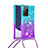 Funda Silicona Carcasa Goma Bling-Bling con Acollador Cordon Lanyard S01 para Samsung Galaxy Note 20 Ultra 5G Azul Cielo