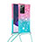 Funda Silicona Carcasa Goma Bling-Bling con Acollador Cordon Lanyard S01 para Samsung Galaxy Note 20 Ultra 5G Rosa