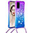 Funda Silicona Carcasa Goma Bling-Bling con Acollador Cordon Lanyard S01 para Samsung Galaxy S20 5G Morado