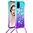 Funda Silicona Carcasa Goma Bling-Bling con Acollador Cordon Lanyard S01 para Samsung Galaxy S20 Azul Cielo