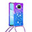 Funda Silicona Carcasa Goma Bling-Bling con Acollador Cordon Lanyard S01 para Xiaomi Mi 10i 5G Morado