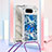 Funda Silicona Carcasa Goma Bling-Bling con Acollador Cordon Lanyard S02 para Google Pixel 8 5G Azul