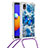 Funda Silicona Carcasa Goma Bling-Bling con Acollador Cordon Lanyard S02 para Samsung Galaxy A01 Core Azul