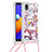Funda Silicona Carcasa Goma Bling-Bling con Acollador Cordon Lanyard S02 para Samsung Galaxy A01 Core Rojo