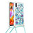 Funda Silicona Carcasa Goma Bling-Bling con Acollador Cordon Lanyard S02 para Samsung Galaxy A11 Azul Cielo