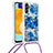 Funda Silicona Carcasa Goma Bling-Bling con Acollador Cordon Lanyard S02 para Samsung Galaxy A13 5G Azul