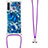 Funda Silicona Carcasa Goma Bling-Bling con Acollador Cordon Lanyard S02 para Samsung Galaxy A21 European Azul