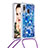 Funda Silicona Carcasa Goma Bling-Bling con Acollador Cordon Lanyard S02 para Samsung Galaxy A40 Azul