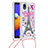 Funda Silicona Carcasa Goma Bling-Bling con Acollador Cordon Lanyard S02 para Samsung Galaxy M01 Core Rosa