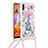 Funda Silicona Carcasa Goma Bling-Bling con Acollador Cordon Lanyard S02 para Samsung Galaxy M11 Rosa