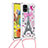 Funda Silicona Carcasa Goma Bling-Bling con Acollador Cordon Lanyard S02 para Samsung Galaxy M40S Rosa