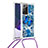 Funda Silicona Carcasa Goma Bling-Bling con Acollador Cordon Lanyard S02 para Samsung Galaxy Note 20 Ultra 5G Azul