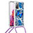 Funda Silicona Carcasa Goma Bling-Bling con Acollador Cordon Lanyard S02 para Samsung Galaxy S20 FE 4G Azul