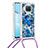 Funda Silicona Carcasa Goma Bling-Bling con Acollador Cordon Lanyard S02 para Xiaomi Mi 10i 5G Azul