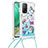 Funda Silicona Carcasa Goma Bling-Bling con Acollador Cordon Lanyard S02 para Xiaomi Mi 10T 5G Azul Cielo