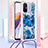 Funda Silicona Carcasa Goma Bling-Bling con Acollador Cordon Lanyard S02 para Xiaomi Redmi 11A 4G Azul