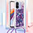 Funda Silicona Carcasa Goma Bling-Bling con Acollador Cordon Lanyard S02 para Xiaomi Redmi 11A 4G Morado