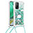 Funda Silicona Carcasa Goma Bling-Bling con Acollador Cordon Lanyard S02 para Xiaomi Redmi K30S 5G Verde