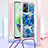 Funda Silicona Carcasa Goma Bling-Bling con Acollador Cordon Lanyard S02 para Xiaomi Redmi Note 12 5G Azul