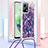 Funda Silicona Carcasa Goma Bling-Bling con Acollador Cordon Lanyard S02 para Xiaomi Redmi Note 12 5G Morado