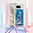 Funda Silicona Carcasa Goma Bling-Bling con Acollador Cordon Lanyard S03 para Google Pixel 8 5G Azul