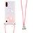 Funda Silicona Carcasa Goma Bling-Bling con Acollador Cordon Lanyard S03 para Samsung Galaxy A01 SM-A015 Rosa