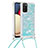 Funda Silicona Carcasa Goma Bling-Bling con Acollador Cordon Lanyard S03 para Samsung Galaxy A02s Azul Cielo