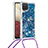 Funda Silicona Carcasa Goma Bling-Bling con Acollador Cordon Lanyard S03 para Samsung Galaxy A12 5G Azul