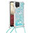 Funda Silicona Carcasa Goma Bling-Bling con Acollador Cordon Lanyard S03 para Samsung Galaxy A12 5G Azul Cielo