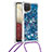 Funda Silicona Carcasa Goma Bling-Bling con Acollador Cordon Lanyard S03 para Samsung Galaxy A12 Azul